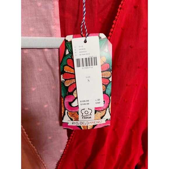 FARM RIO X ANTHROPOLOGIE Color blocked Wrep Blouse Pink/Rose Sz S NWT - Picture 7 of 13